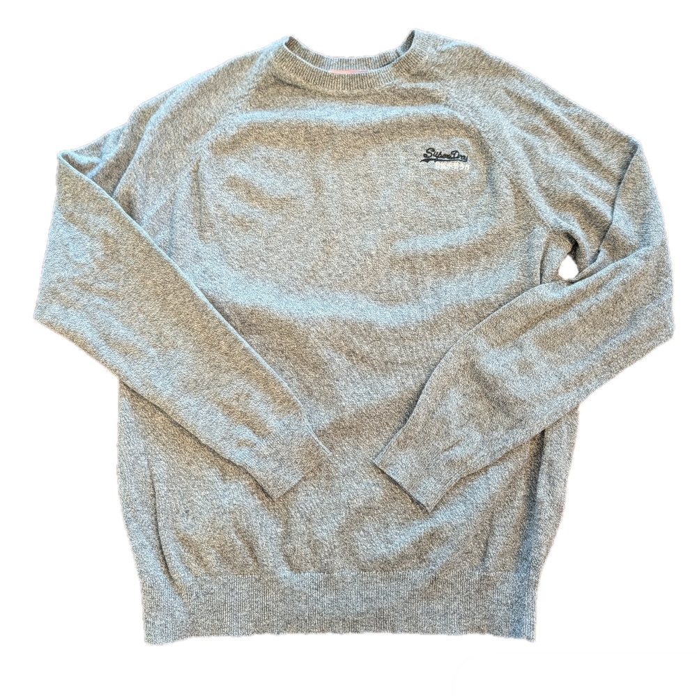 Mens Superdry Orange Label Cotton Crewneck, Heathered Blue, Small